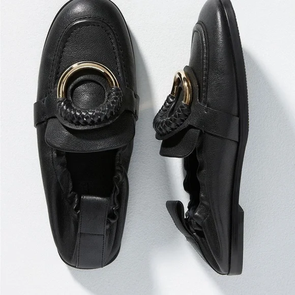 See By Chloe Black Flats with Gold Ring Detail - Picture 2 of 7
